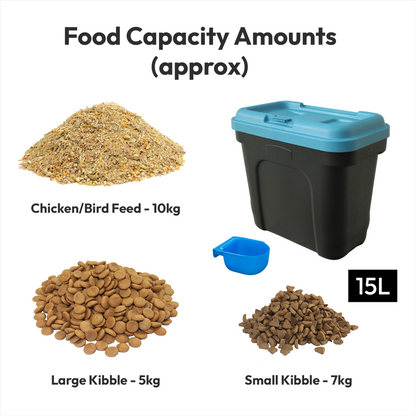 Airtight Containers with Scoop for Dry Pet/Bird/Fish Food  - 7kg (15L) /15kg (30L)
