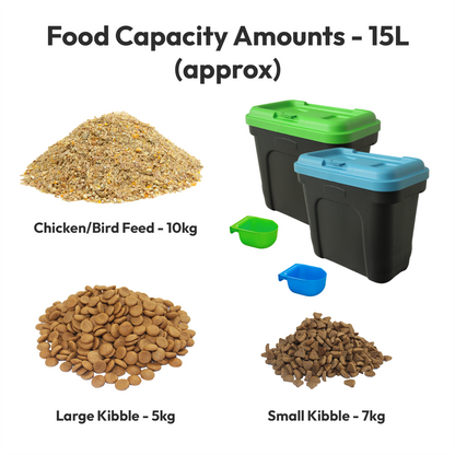 Airtight Containers with Scoop for Dry Pet/Bird/Fish Food  - 7kg (15L) /15kg (30L)