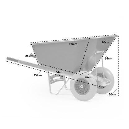 200L XL Heavy Duty Twin Wheelbarrow