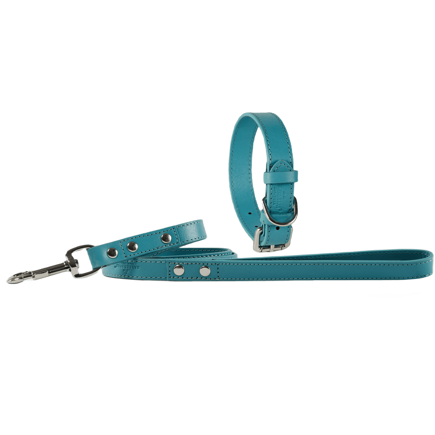 Baker & Bray Sustainable Leather Dog Collar & Lead Set | Lagoon