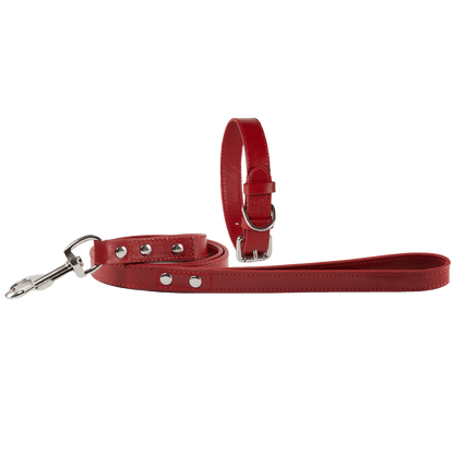 Baker & Bray Sustainable Leather Dog Collar & Lead Set | Rose